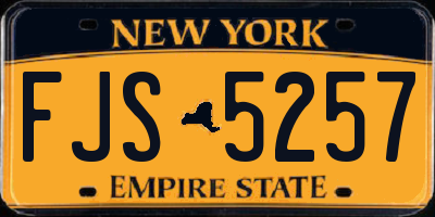 NY license plate FJS5257