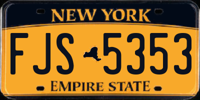 NY license plate FJS5353
