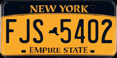 NY license plate FJS5402
