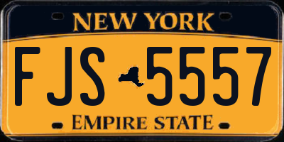 NY license plate FJS5557