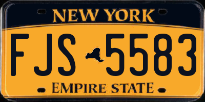 NY license plate FJS5583