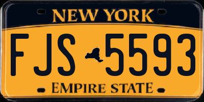 NY license plate FJS5593