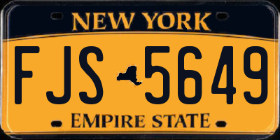 NY license plate FJS5649