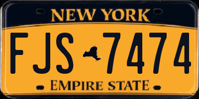 NY license plate FJS7474
