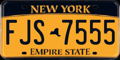 NY license plate FJS7555