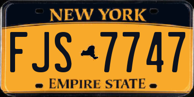 NY license plate FJS7747