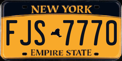 NY license plate FJS7770