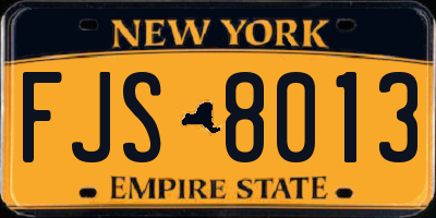 NY license plate FJS8013