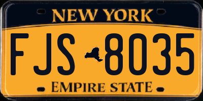 NY license plate FJS8035