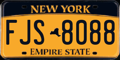 NY license plate FJS8088