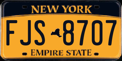 NY license plate FJS8707