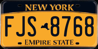 NY license plate FJS8768