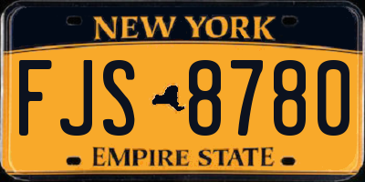 NY license plate FJS8780