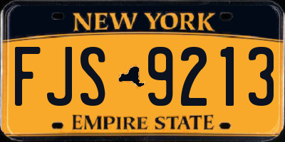 NY license plate FJS9213