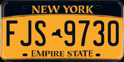 NY license plate FJS9730