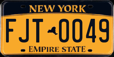 NY license plate FJT0049