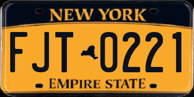 NY license plate FJT0221