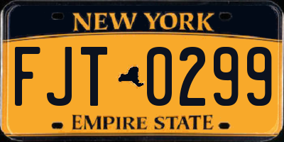 NY license plate FJT0299