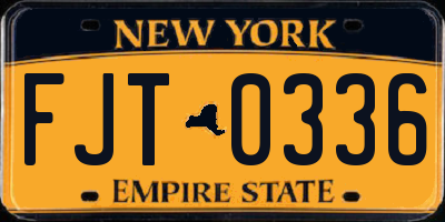 NY license plate FJT0336