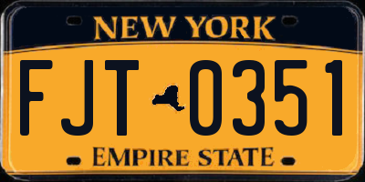 NY license plate FJT0351