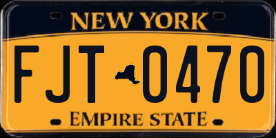 NY license plate FJT0470