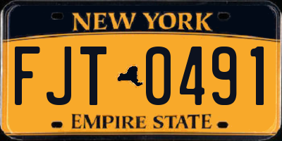 NY license plate FJT0491