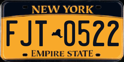 NY license plate FJT0522