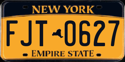 NY license plate FJT0627