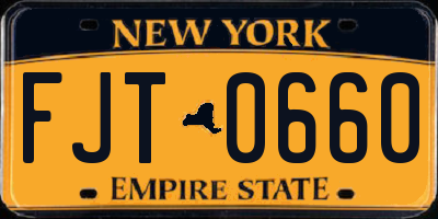 NY license plate FJT0660