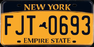 NY license plate FJT0693