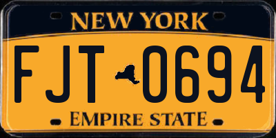 NY license plate FJT0694