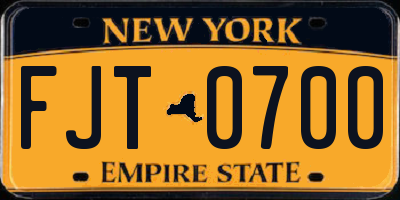 NY license plate FJT0700