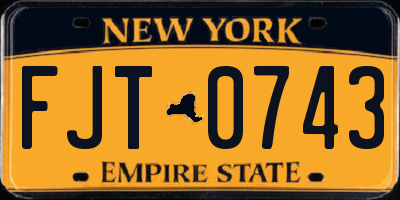 NY license plate FJT0743