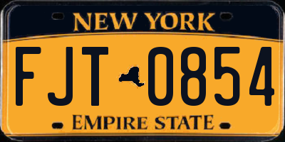 NY license plate FJT0854