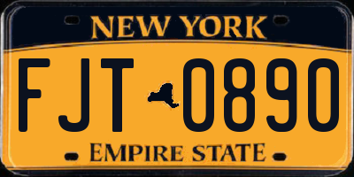 NY license plate FJT0890