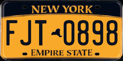 NY license plate FJT0898