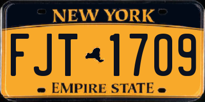 NY license plate FJT1709