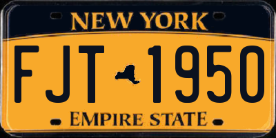 NY license plate FJT1950