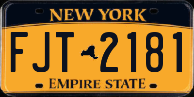 NY license plate FJT2181