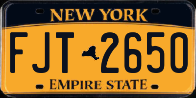 NY license plate FJT2650