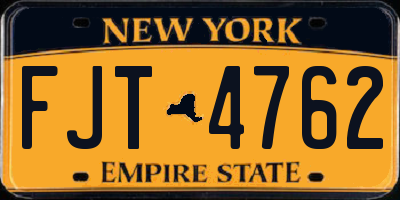 NY license plate FJT4762