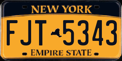 NY license plate FJT5343