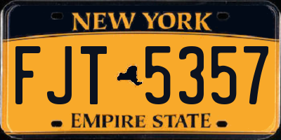 NY license plate FJT5357