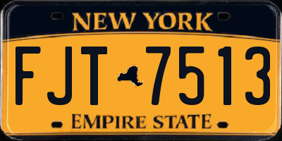 NY license plate FJT7513