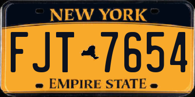 NY license plate FJT7654