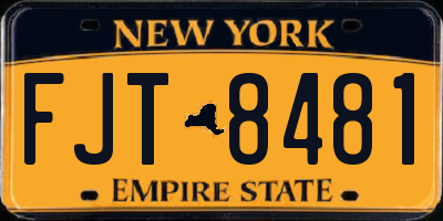 NY license plate FJT8481