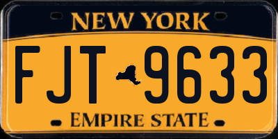 NY license plate FJT9633