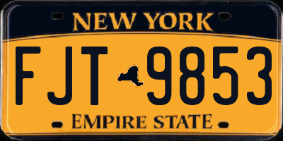 NY license plate FJT9853