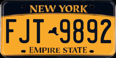 NY license plate FJT9892