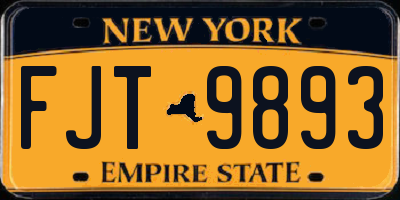 NY license plate FJT9893